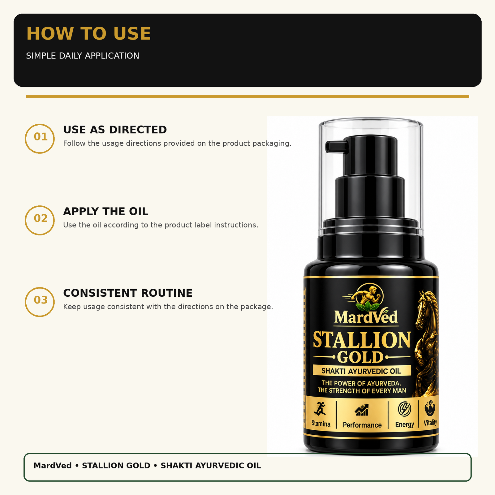 MardVed Stallion Gold – Shakti Ayurvedic Oil | 30 ml - Image 5