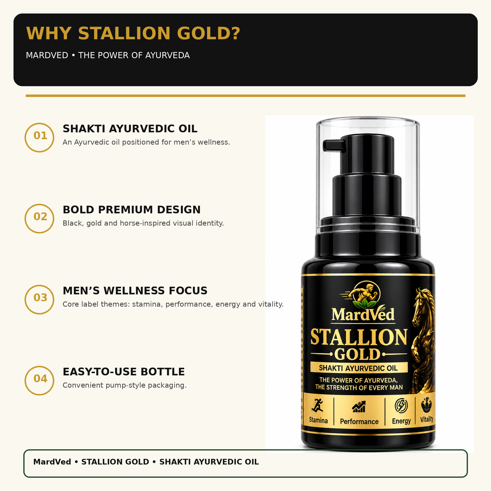 MardVed Stallion Gold – Shakti Ayurvedic Oil | 30 ml - Image 4