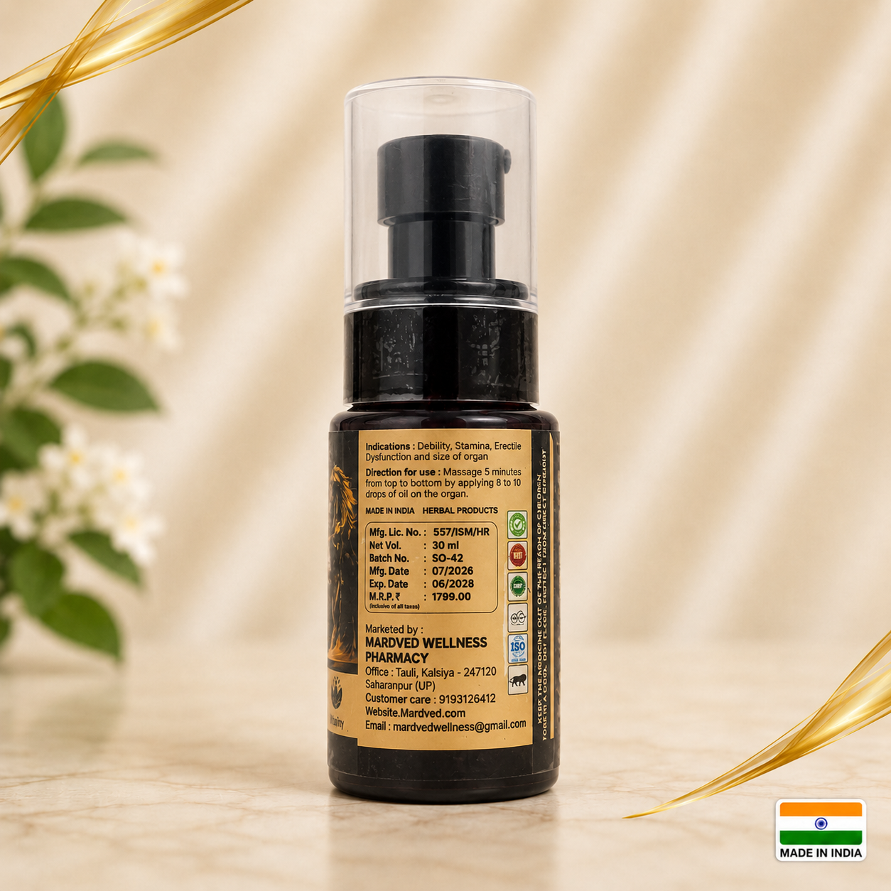 MardVed Stallion Gold – Shakti Ayurvedic Oil | 30 ml - Image 2