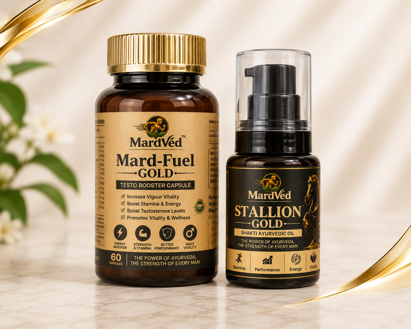 Mardved Combo Kit Mard-Fuel Gold – Testo Booster Capsule And MardVed Stallion Gold – Shakti Ayurvedic Oil | 30 ml
